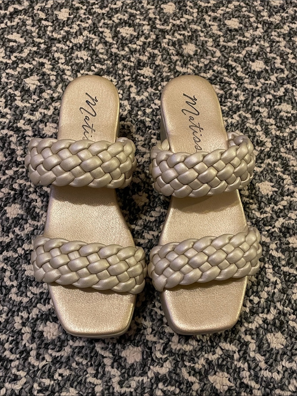 Matisse Braided Double-Strap Slide Sandals in Pearl